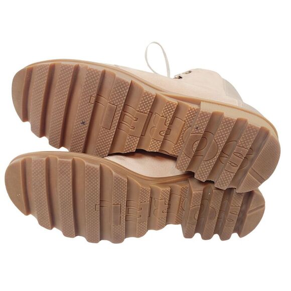 Sorel Boots Phoenix Ankle Boots 7.5 Beige Leather Sherpa Trim Waterproof Lace Up - Picture 10 of 10